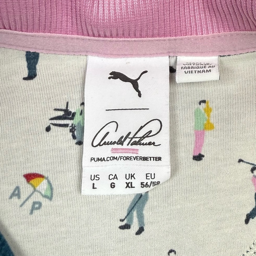 Puma Arnold Palmer Mens 1/4 Zip Pullover Sz Large Blue/Pink C4 - Picture 3 of 8